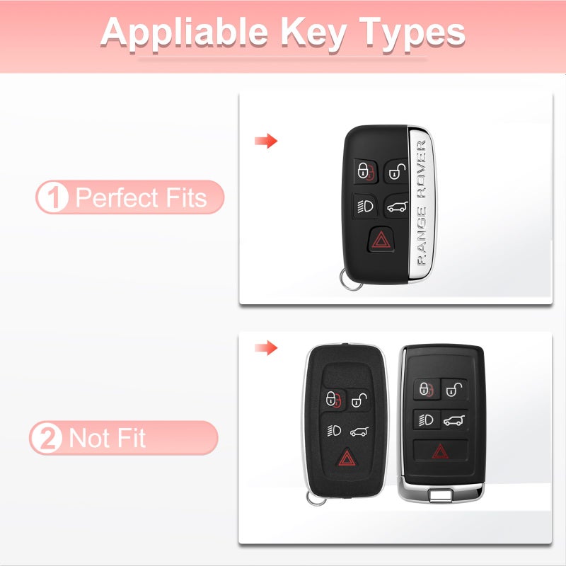 Pangpai Pink Key Fob Cover for Land Rover Jaguar, Soft TPU Key Case Protection with Bling Keychain Fit for Evoque Velar Sport Discovery Freelander2 LR4 Sport Jaguar XF XJ XE F-PACE F-TYPE - Image 2